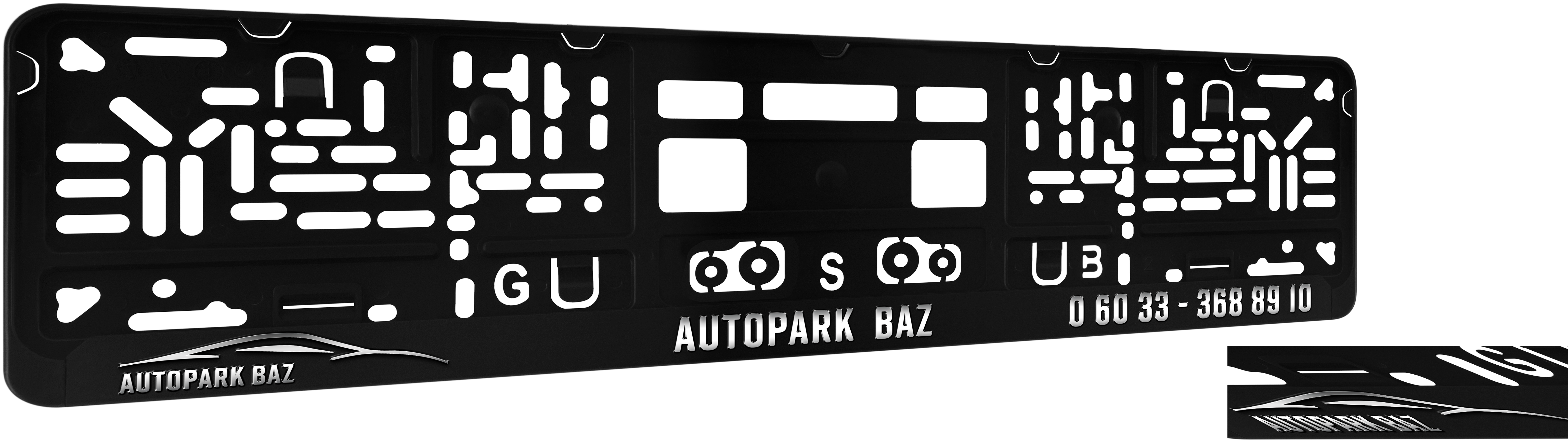 Kennzeichenhalter DP30 Prägedruck exklusiv / Farben: Silber-chrom ! Alle anderen Farben sind möglich !!