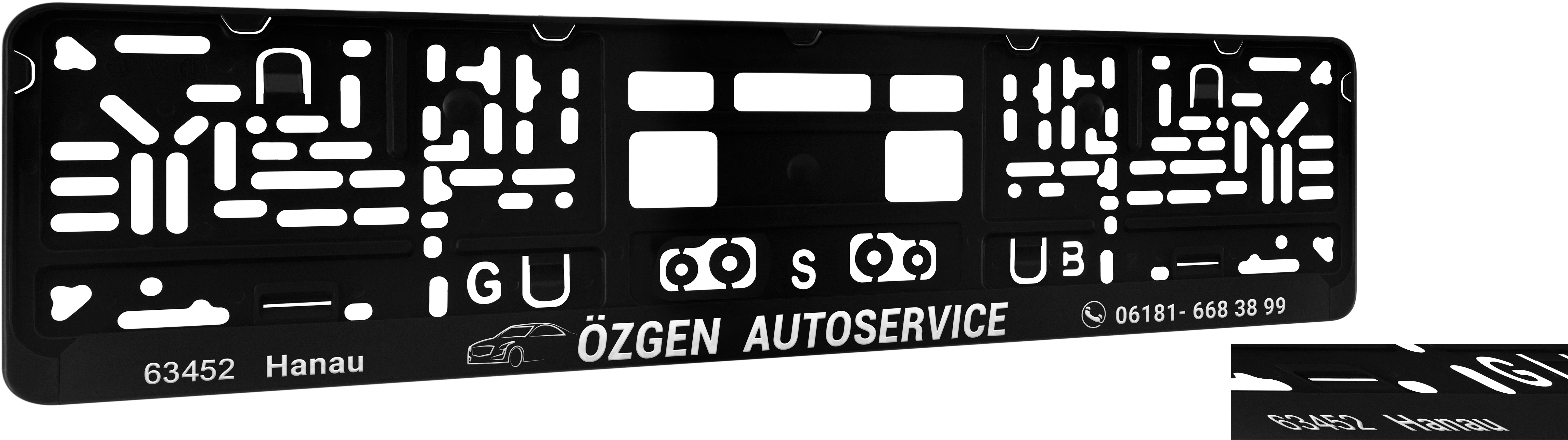 Kennzeichenhalter DP30 Prägedruck exklusiv / Farben: Silber-chrom ! Alle anderen Farben sind möglich !!